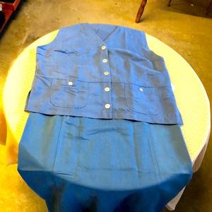 Blue Blouse Skirt Set Classic Quality w/ Tag  S-L